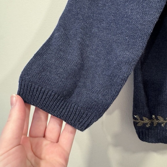 Eddie Bauer Floral Embroidered Navy Blue Button-Up Cardigan L Cottagecore Boho - Picture 3 of 14